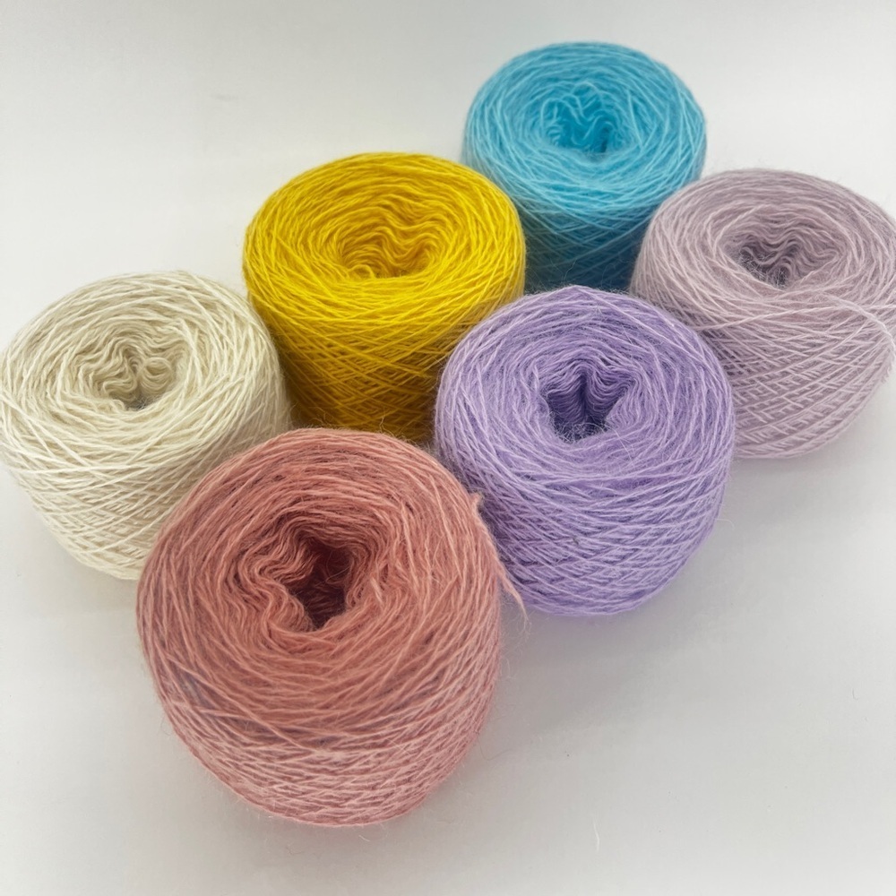Kid Mohair Cashmere yarn lot of 6 cakes, 300g lot